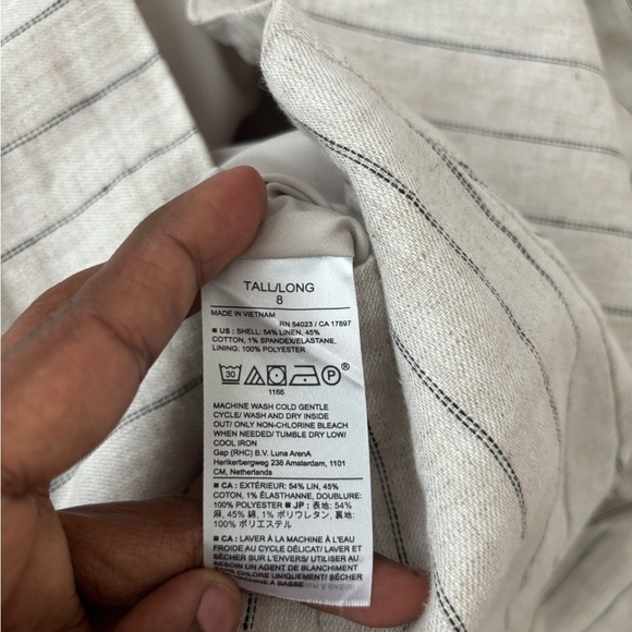 Banana Republic Maxi Skirt Classic Linen Striped Front Slit Neutral Minimalist - Picture 5 of 9